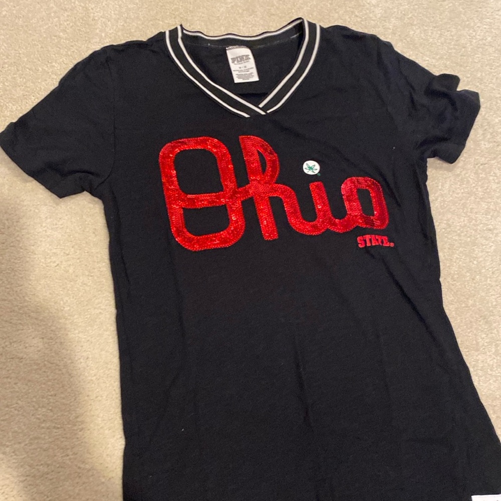 PINK Victoria’s Secret black v neck script Ohio State t-shirt